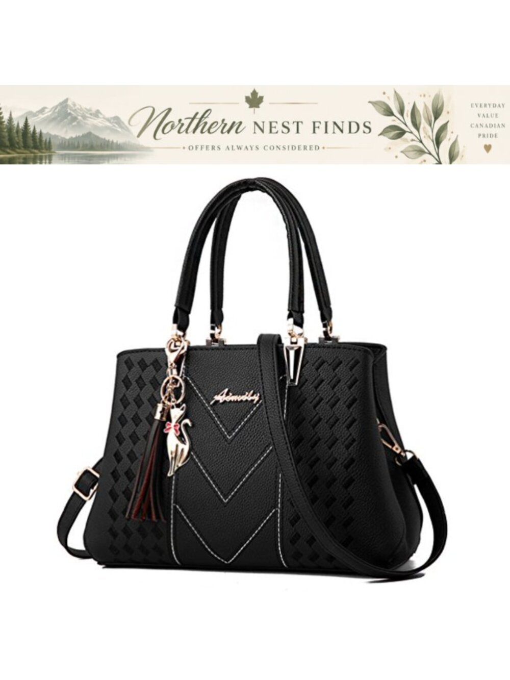 PU Leather Satchel Handbag Shoulder Tote Crossbody Purse with Wristlet